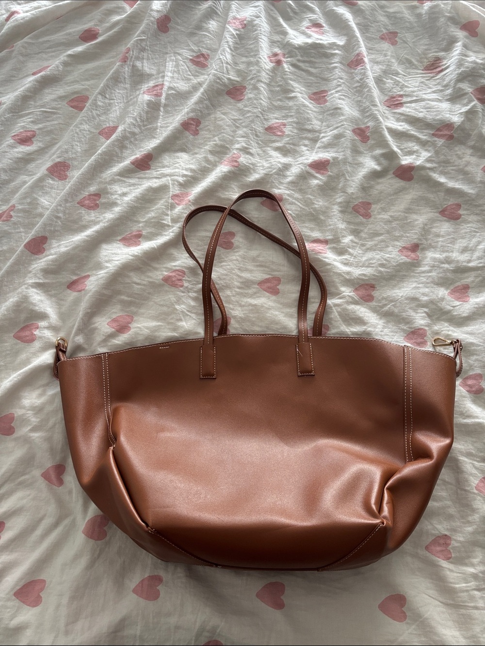 Classic Brown Faux Leather Tote Bag - Everyday Shoulder Bag